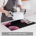 thumbnail image 4 of Pink Rose Placemats for Dinning Table Set of 4, Vintage Abstract Garden Flower Floral Black Burlap Kitchen Place Mats Waterproof Cloth Table Mats, Indoor Outdoor Placemats Easy Clean Dinner Decor, 4 of 8