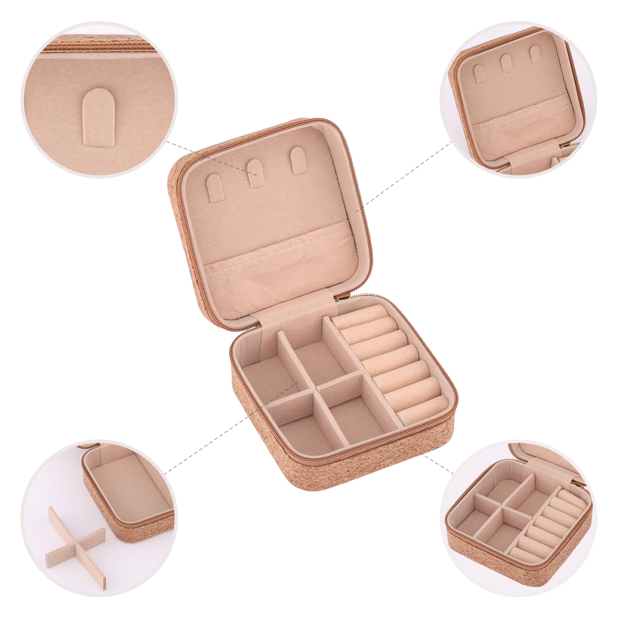 Unique Bargains Vintage Mini PU Leather Jewelry Box with Zipper Brown Owl Pattern