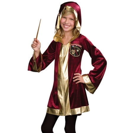 Young Magic Student Red Gold Robe WizarNAy Delights Kids Halloween Costume S-L