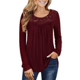 thumbnail image 2 of VERABENDI Women's Plus Size Tops Long Sleeve Tunic Shirts Splicing Lace Trim Loose Blouses,M-4XL, 2 of 6