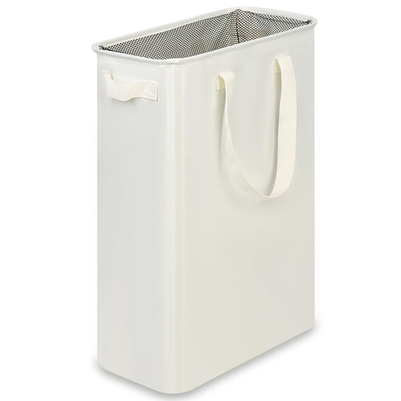 Cesta de lavandería efluky Slim de 48 litros, color beige, plegable con asas