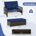 thumbnail image 3 of Gymax Patio Rattan Daybed Wicker Loveseat Sofa w/ Multifunctional Ottoman Navy, 3 of 9