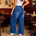 thumbnail image 7 of IFNWSV Denim Pants for Women Plus Size Stretchy Wide Leg Jeans with Pockets High Waisted Loose Casual Trousers Navy 2XL, 7 of 7