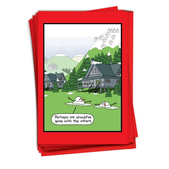 NobleWorks, Climbing Snowmen - 12 Funny Christmas Cards Boxed - Bulk Set, C10734XSG-B12x1