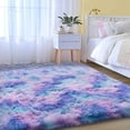 thumbnail image 4 of Socofuz Cute Fluffy Rug, Soft Indoor Modern Carpets for Living Room Bedroom Nursery, 8x10, Tie-dyed Purple Rainbow, 4 of 9