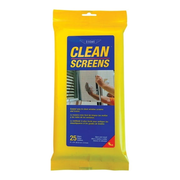 Ettore Clean Screens Window Screen Cleaner - Disposable Sheets - 25 Count
