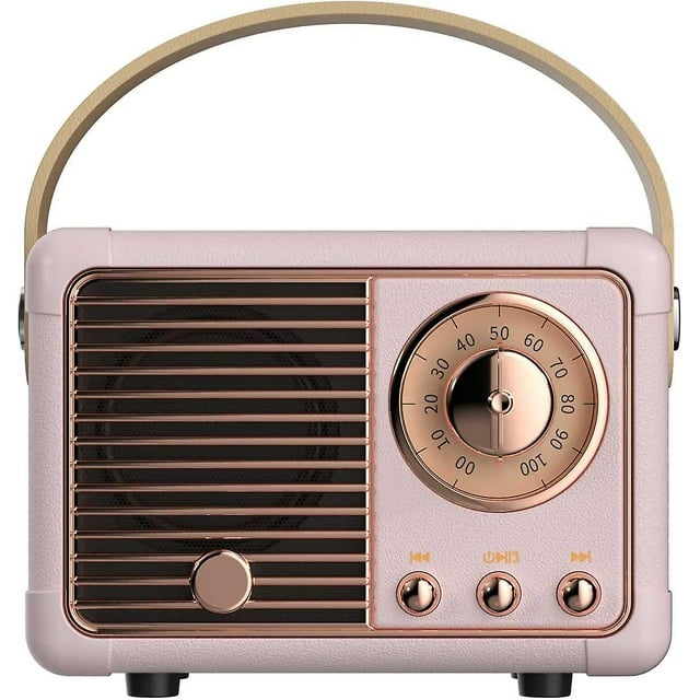 Altavoz Bluetooth Retro Vintage Decoración Mini Rosa