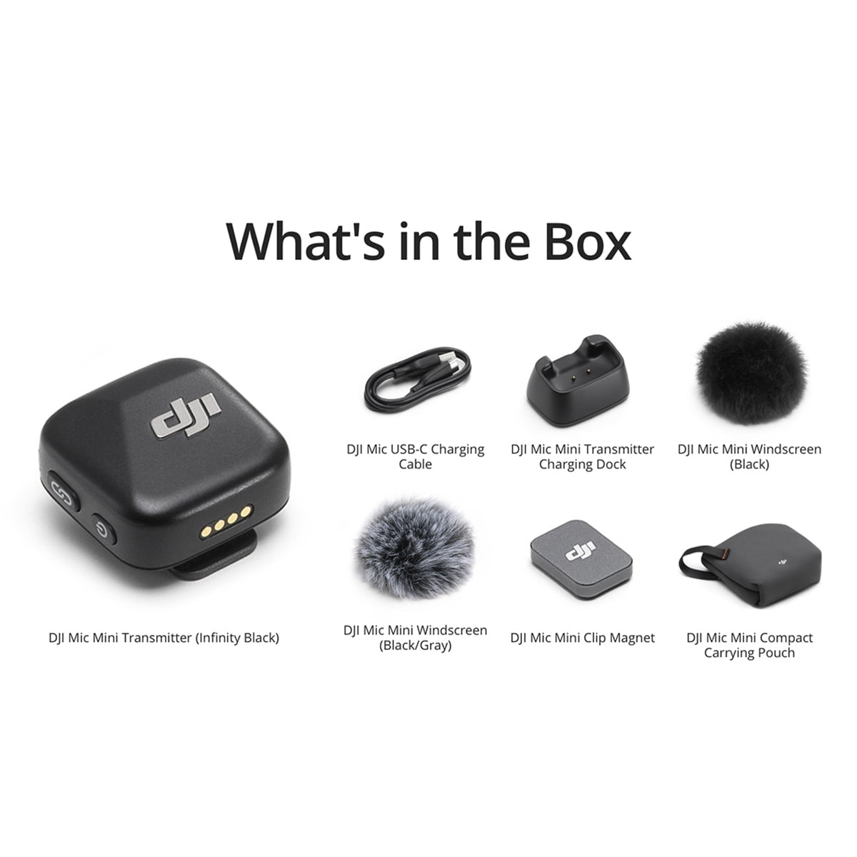 DJI Mic Mini Clip-On Transmitter with Built-In Microphone, Infinity Black