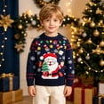 thumbnail image 2 of Toddler Boys Christmas Holiday Knit Pullover Sweater, Festive Reindeer Santa Gingerbread Graphic Crewneck Top 3-4 Years, 2 of 9