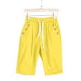 thumbnail image 5 of Yubnlvae Plus Size Summer Pants - Thin Elastic Waist Casual Wide Leg Cropped Trousers Yellow M, Ladies Casual Pocket Thin Outer Wear Elastic Belt in Trousers Large Size Loose Pants, 5 of 5