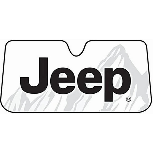 Plasticolor Pare-Soleil 003718R01 Accordéon; Pare-Soleil Amovible Accordéon Pliable; Universel 28 Pouces X 57 Pouces; pour Pare-Brise Complet; Logo Jeep Gris/noir; Utilise des Pare-Soleil pour Se Tenir en Place