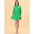 thumbnail image 3 of INSPIRE CHIC Robe-Chemise Mini Évasée pour Femmes à Manches 3/4 Boutonnée devant, 3 of 6