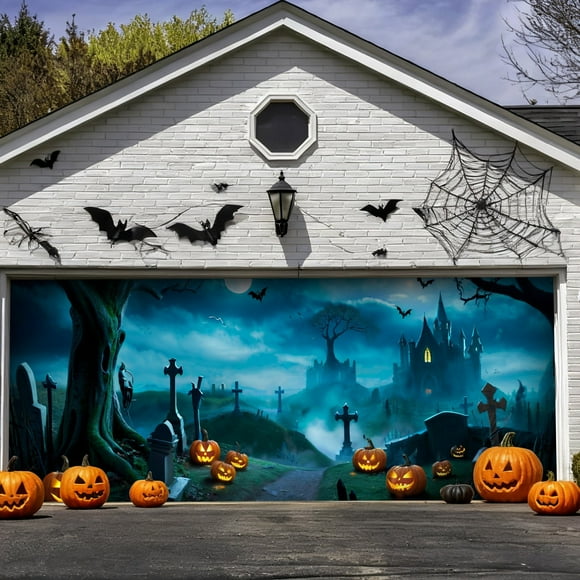 Heavy Duty Garage Banner for Enthusiasts Durable Decorative Signage Polyester Weather Resistant Reinforced Edges 15x7 Ft Easy to Hang for Halloween Parties Garage Entryways Porch