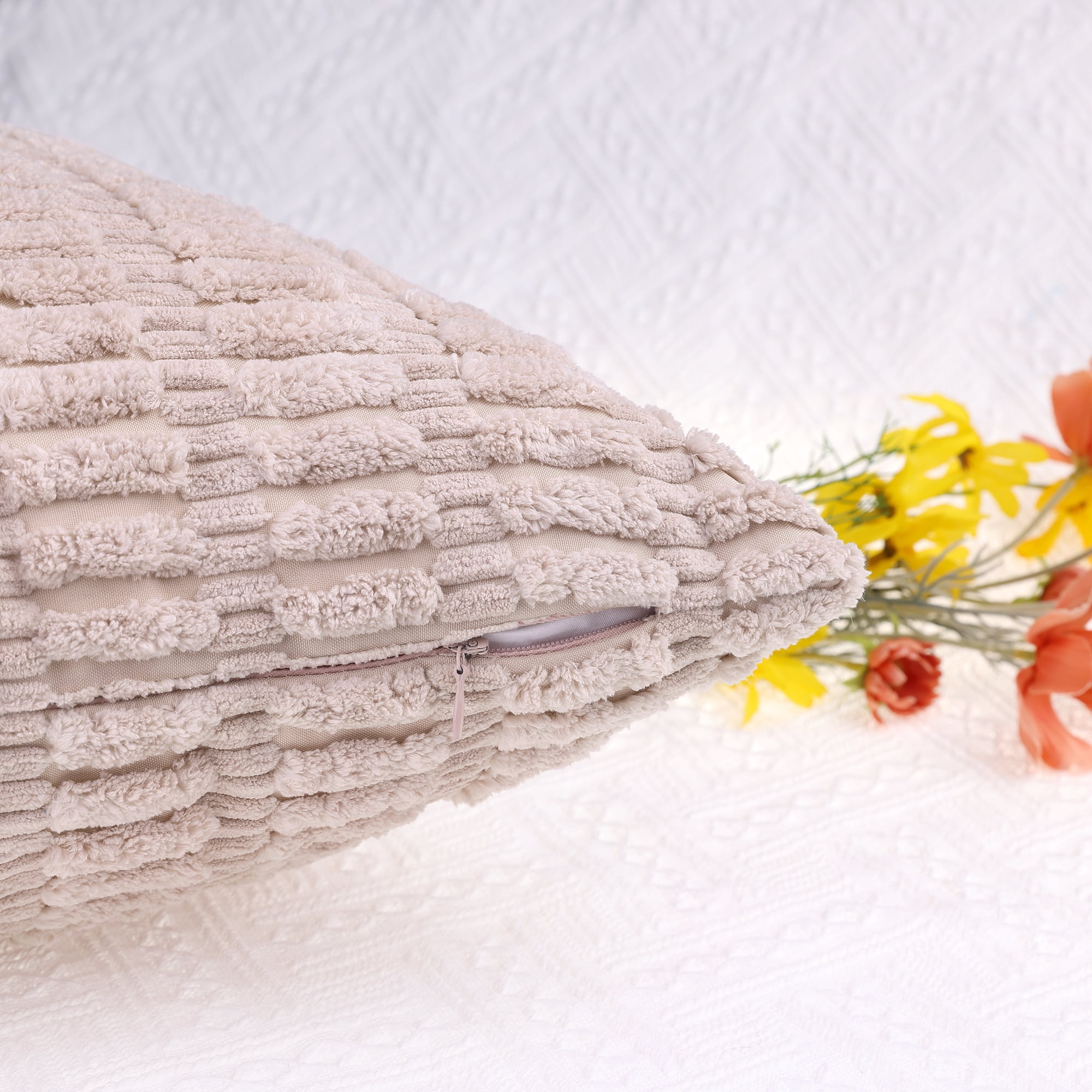 Unique Bargains Corduroy Soft Square Cushion Covers Modern Throw Pillow Covers (2 Count) Dark Pink 12"x20"