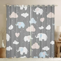 Manfei Child Cute Elephant Animal Curtains Pack of 2 (42x84 Each), Dreamy Cloud Curtains Blackout, Cartoon Love Heart Bedroom Curtains, Curtains Blackout Room Decor