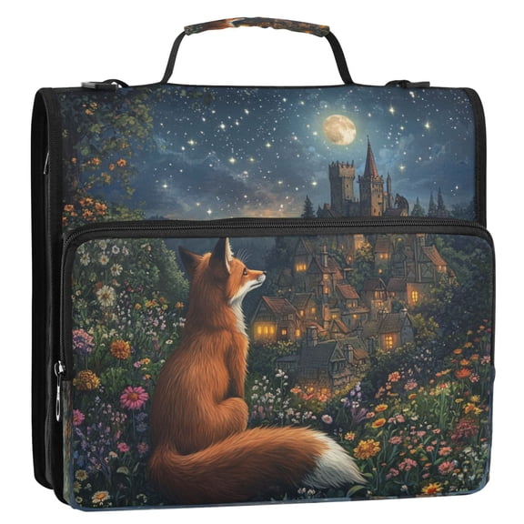 WOBOGO Red Fox Journey Ring Binder Bag 1.5in Folder Organizer with Shoulder Strap for 13Inch Laptop and 500 Sheets of Paper
