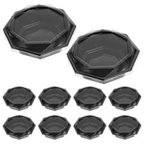 LEORX Plastic Fresh Fruit Tray Platter Transparent Black for Storage 10Set