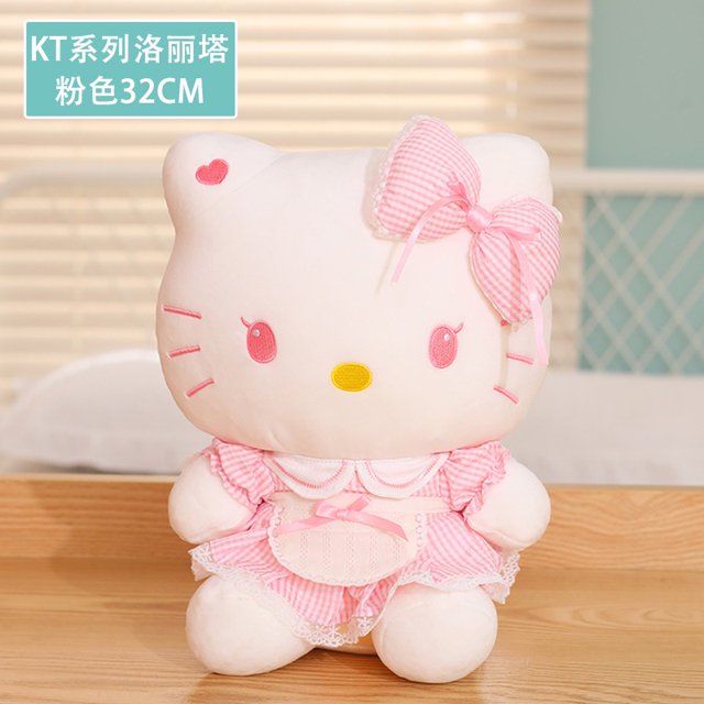 Trend Sanrio Hello Kitty Peluche Muñecas Arco Vestido Decoración Regalo Para Niñas Del Hogar Juguetes De Para Niños Almohada De Manta Modas Fivean unisex
