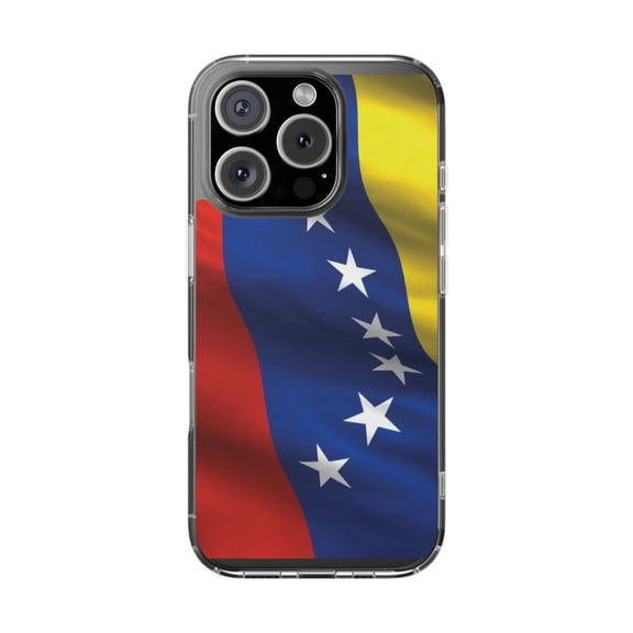 DistinctInk Clear Hybrid Case for Apple iPhone 16 Pro (6.3" Screen) - Show Your Love of Venezuela - Raised Bezel Screen Guard