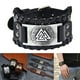 thumbnail image 3 of Triangle para hombre, Vintage de cuero PU a la moda para hombre, Medieval Tribal, Punk de cuerda , Cuero Plata Sunnimix pulsera de tótem vikingo, 3 of 8