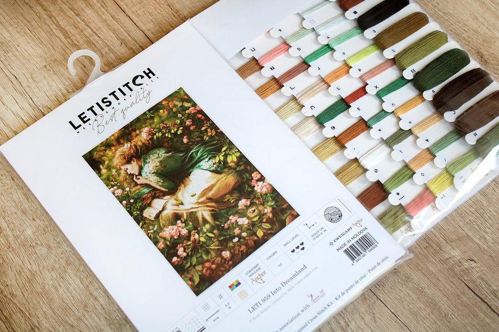 Counted Cross Stitch Kit Into Dreamland Leti959 By LetiStitch Green Flowers Canvas Cotton Girl Grass