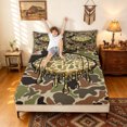 thumbnail image 3 of meiyoeat Camouflage Basketball Bed Sheets for Boys, Dripping Sport Full Size Sheets, Green Brown, 4-Piece, 1 Flat Sheet, 1 Fitted Sheet and 2 Pillowcases, 3 of 5