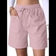 thumbnail image 2 of Pantalones Cortos Casuales Omen con Cordón Ajustable, Cintura Elástica Cómoda, Pantalones Cortos de Verano con Bolsillos, Rosa M, 2 of 9