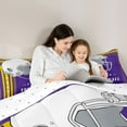 thumbnail image 5 of Feelyou Rugby Sport Player Bedding Comforter Set for Teens, Purple Gold Cartoon Twin Comforter Sets, Football Soccer Theme Reversible Bedding Set, Lightweight Room Decor, 2pcs, 5 of 8
