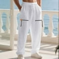 thumbnail image 5 of zbxnLI Mens Linen Pants Zipper Printed Beach Baggy Trousers Lightweight Casual Pants with Pockets, 5 of 9