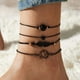 thumbnail image 2 of 4Pcs tobillera pulsera para las mujeres Negro hoja de cuentas trenzadas tobillera cordón delicado corazón hueco tobillo cadena de playa pie de joyería para las mujeres adolescentes niñas, 2 of 6