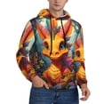 thumbnail image 2 of Picia Colorful Flower Chameleon Pattern Casual Men's Hoodie - Lightweight Hooded Sweatshirt with Kangaroo Pocket, Comfortable Pullover for Everyday, Travel-Small, 2 of 7