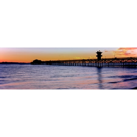 Pottery Barn Orange County Seal Beach Pier at sunset Seal Beach Orange County California USA Canvas Art - Panoramic Images (12 x 38) ()
