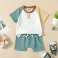 thumbnail image 2 of Kids Clothes Boys Toddler Baby Summer Outfits Children's Spring Cotton Color Block Short Sleeved Running Suit 12 18 24 Month 3T 4T 5T Shorts Outfit Set Tops T-shirt+Shorts Pajamas Two Pieces, 2 of 7