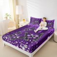 thumbnail image 4 of Manfei Dreamy Purple Butterfly Twin Sheet Sets,Bling Print Twin Fitted Sheet,Fashion Diamond Flat Sheet For Girls,Super Cozy Room Decor,3pcs, 4 of 7