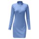 thumbnail image 4 of Nuevo vestido de manga larga con cremallera en la solapa y cintura alta - Conjunto con falda corta, tejido elástico suave, diseño elegante para citas, fiestas y ropa informal, 4 of 5