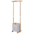 Gymax Bamboo Clothes Drying Rack Laundry Hamper Garment Hanger Storage Organizer