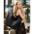 thumbnail image 2 of Bolso de mano KALIDI, tamaño grande, piel vegana, 23 litros, para mujer, color negro, 2 of 8