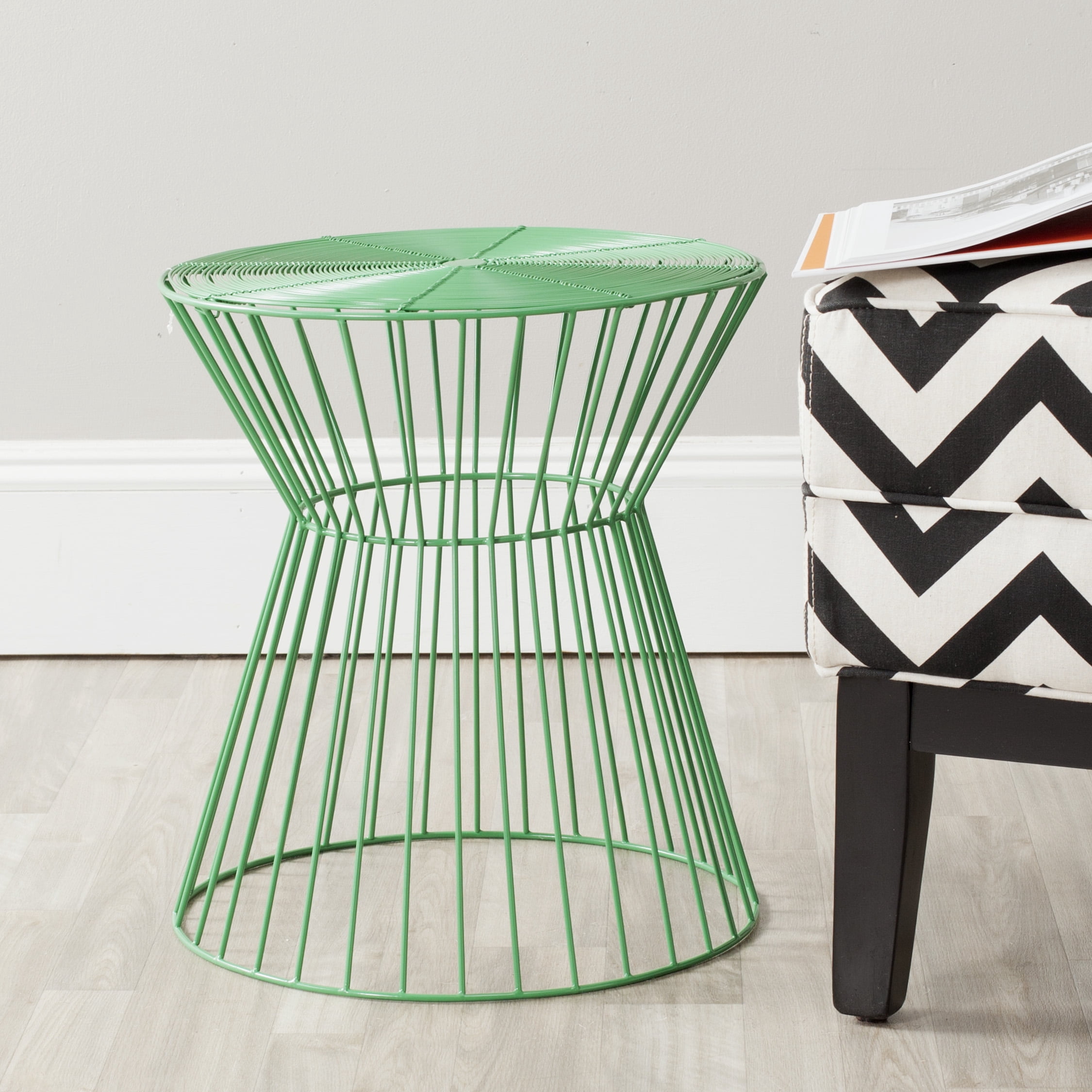 SAFAVIEH Adele 17.3 in. H Classic Mid Century Iron Wire Stool, Green