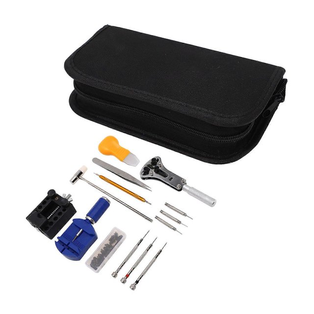Watch Repair Tool Stainless Steel Watch Battery Replacement Tool Kit with Canvas Case