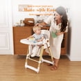 thumbnail image 6 of Jopath Convertible Baby High Chair with 5-Point Harness,Adjustable Portable Foldable Feeding Chair with Wheels & Removable 2-Tier Tray for Dining,White, 6 of 9