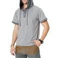 thumbnail image 3 of Sudadera de hombre de manga corta con capucha y blusa con capucha, gris, S kenally AP002510-11, 3 of 7