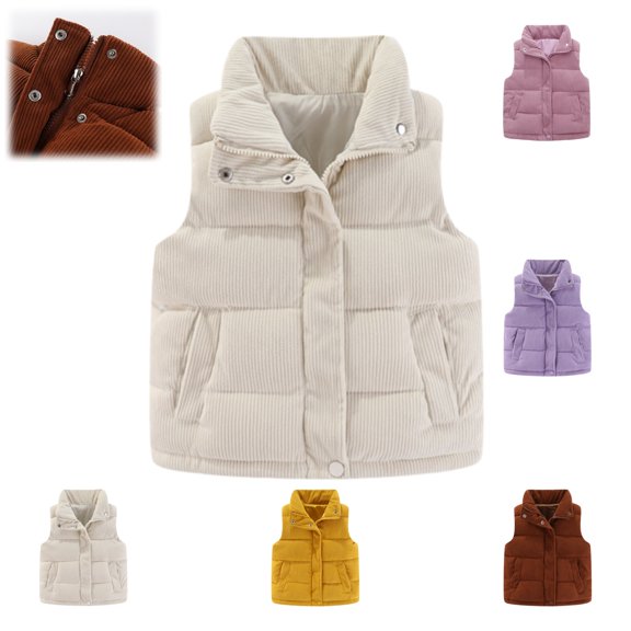 YOUYEDIAN Kids Quilted Vest Jacket Boys Girls Winter Windbreaker Warm Zipper Mock Neck Padded Coat