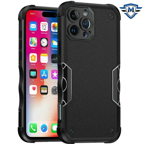 For Apple iPhone 16 Pro (6.3") Back Hybrid Slim Fit Thin Lightweight Shockproof Hard PC Bumper Frame 2in1 Armor Protection Cover ,Xpm Phone Case [ Black ]