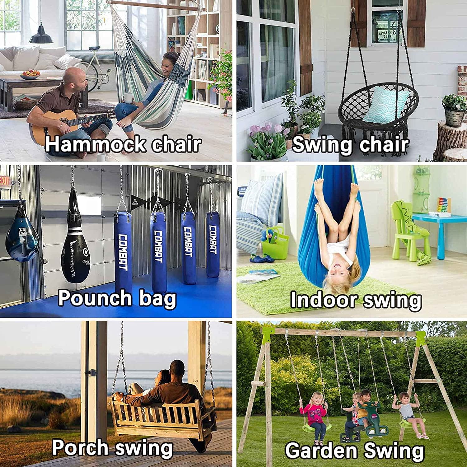 Swing Hook Hammock Chair Hanging Kit Hanger Ceiling Mount Porch Swivel Hardware 