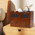thumbnail image 4 of Miumaeov Desktop Organizing Cabinet with 6 Drawers Retro Wooden Countertop Storage Cabinet with Acrylic Door Perfect for Home Office, 4 of 13