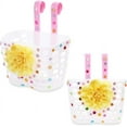 thumbnail image 3 of MINI-FACTORY Kid's Bike Basket, Cute Flower + Bling DIY Crystal Stickers Bicycle Front Handlebar Basket for Kid Girls (White), 3 of 5