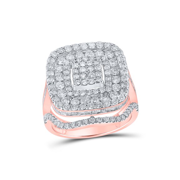 10kt Rose Gold Womens Baguette Diamond Square Ring 2-3/4 Cttw