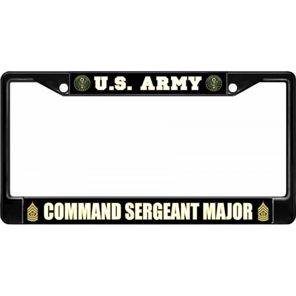 U.S. Army Command Sergeant Major Black License Plate Frame