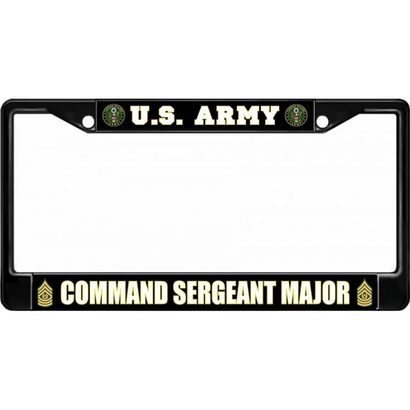 U.S. Army Command Sergeant Major Black License Plate Frame