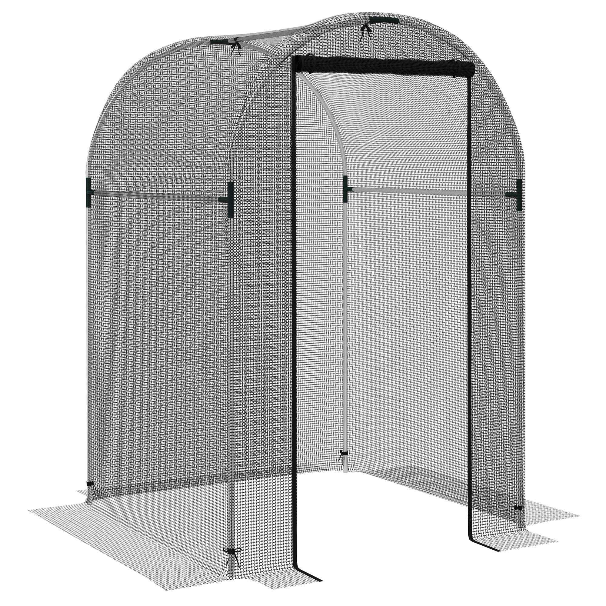 Outsunny 4' x 4' Plant Protection Tent Crop Cage with Zippered Door for Plants, Herbs, Fruits, Black